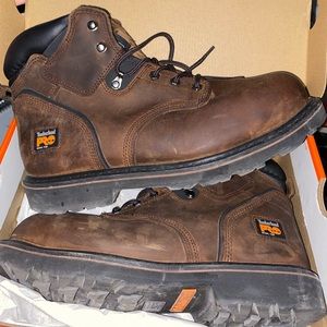 Timberland Pro Steel Toe Safety Work Boots Size 12 US Brown Leather